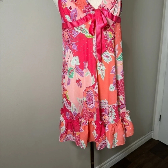 Y2K style floral boho babydoll slip dress/top M - Picture 4 of 7